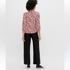 Milano Women's Button Down Shirt - Black, Pink, Cream Stripes